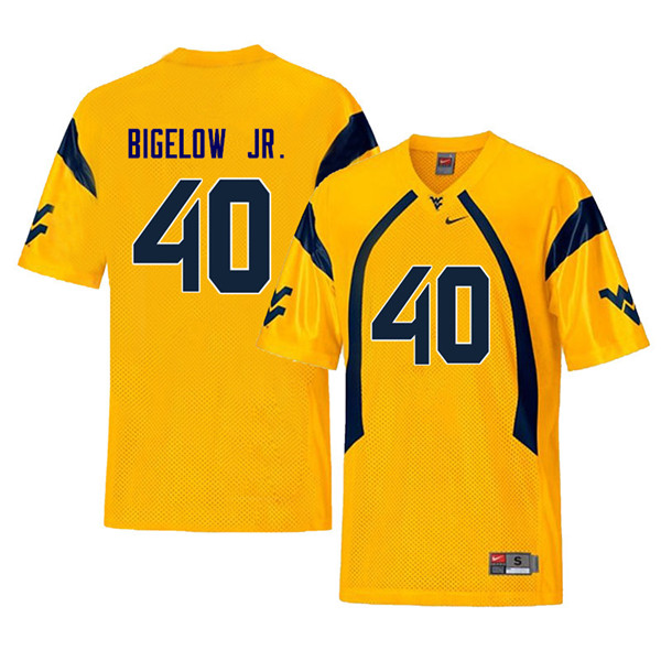 Men #40 Kenny Bigelow Jr. West Virginia Mountaineers Throwback College Football Jerseys Sale-Yellow - Click Image to Close